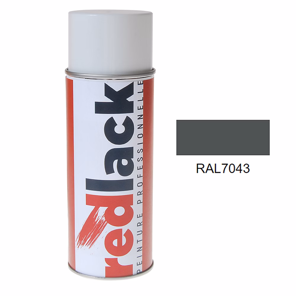 Bombe de peinture Aérosol – spray | 400ml | RAL 7043 Gris signalisation B | Satiné | multisupport | Redlack | RAL7043