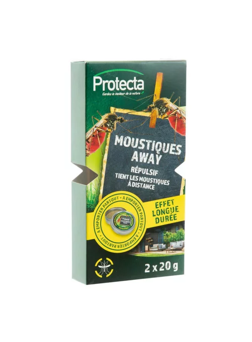 Répulsif anti-moustiques aux huiles essentielles en boite Protecta Moustiques away - Les 2 boites