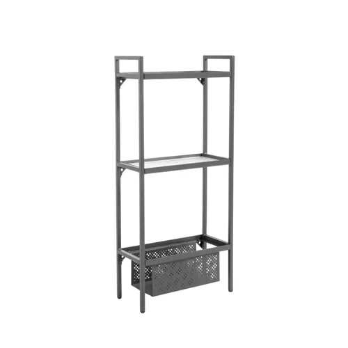 Etagère 2 niveaux coloris gris en acier - 102 x 24 x 75 cm