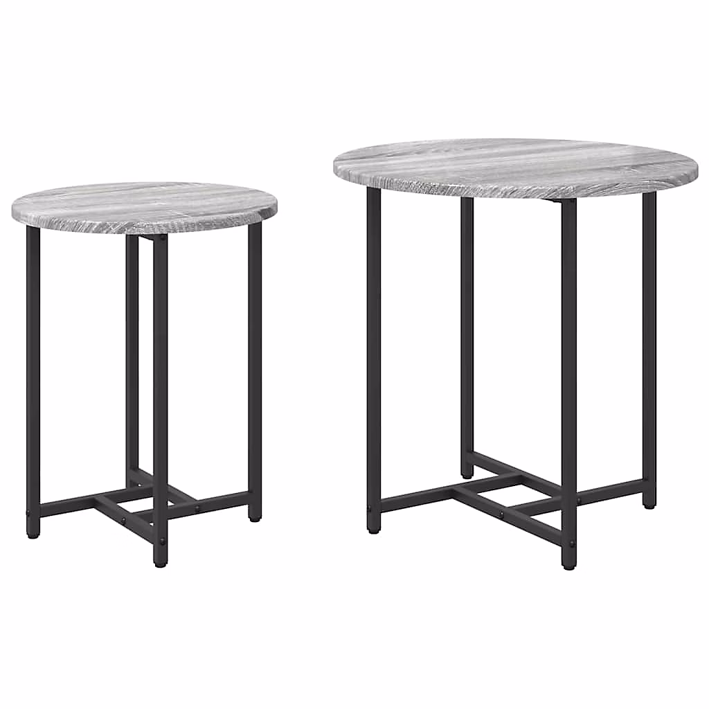 Ensemble de tables d'appoint 2 pcs Gris Sonoma et noir vidaXL | Table