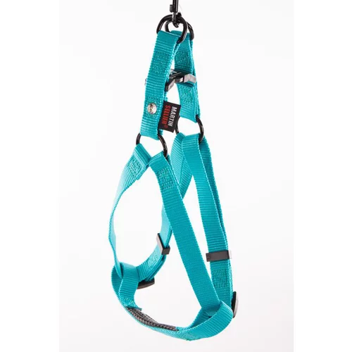 Harnais baudrier réglable turquoise pour chien - 2,5x70/90 cm