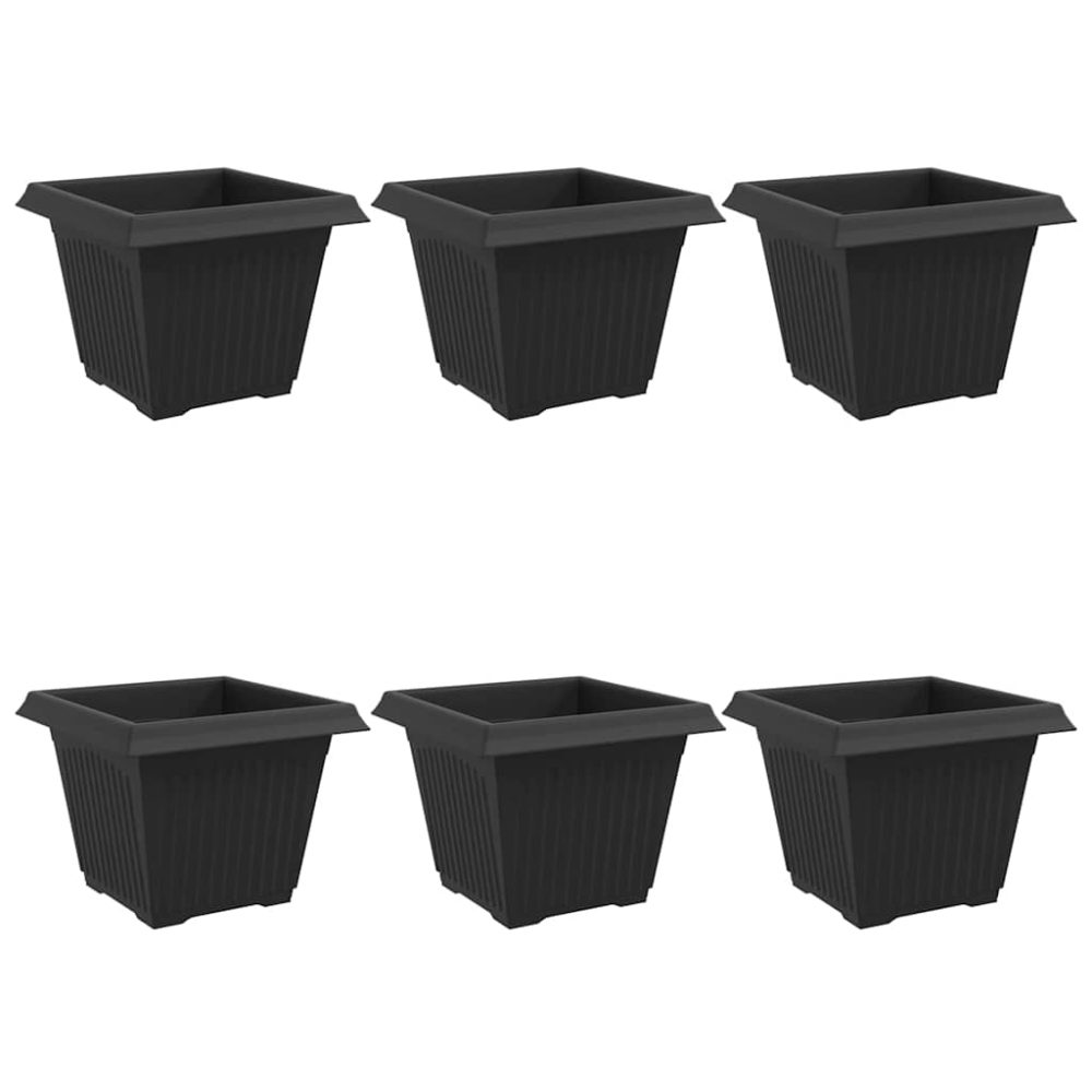 vidaXL Pot de Fleurs Carré 6 pc Noir 28,5 x 28,5 x 22 cm Plastique – Aménagement du jardin