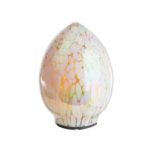 Œuf décoratif en verre moucheté jaune et blanc - Ø 8 x H 13 cm