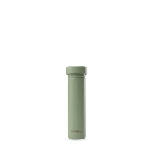 Tube de transport en inox vert tilleul pour 12 pastilles Solid Drinks Qwetch