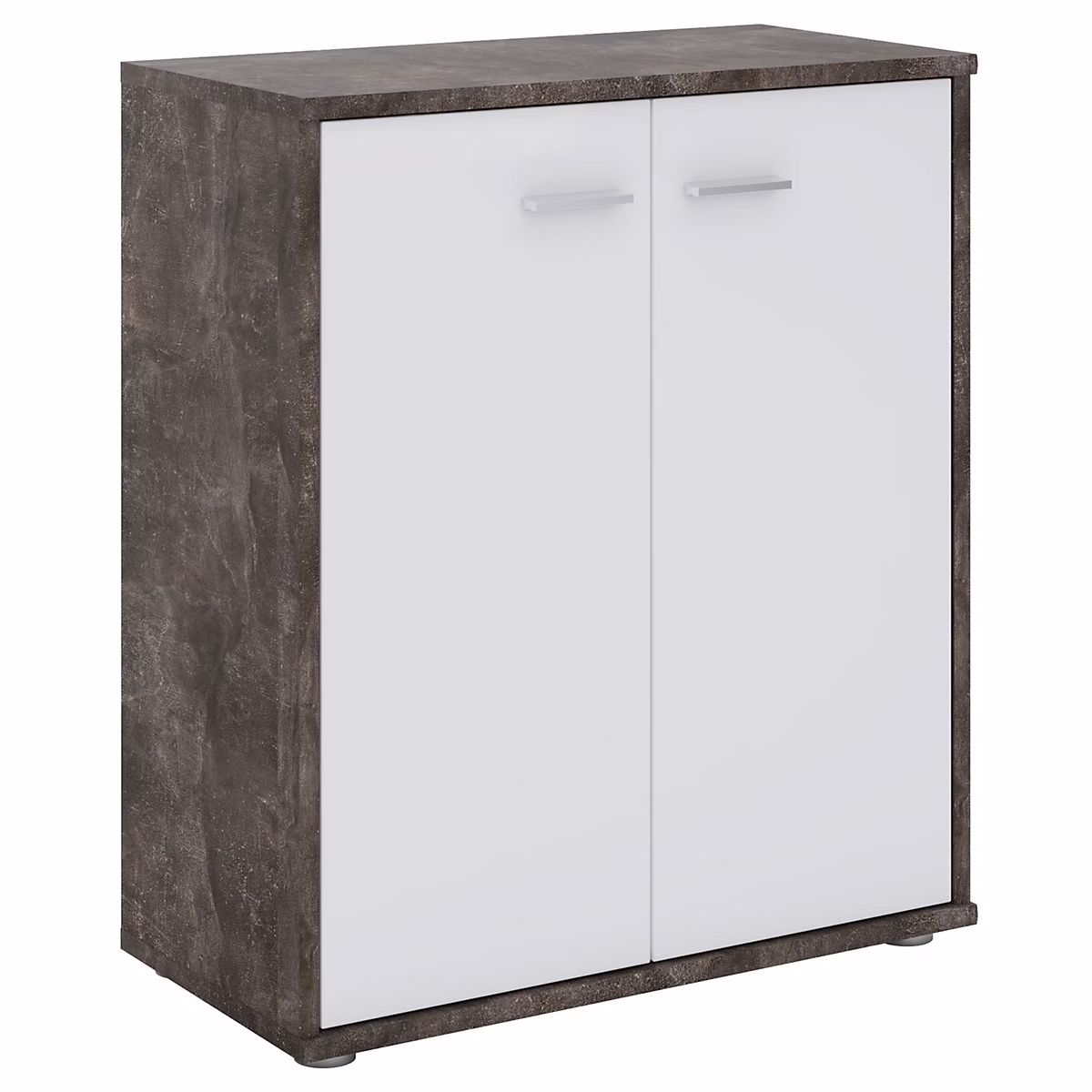 Buffet salon FIRMIN L 60 cm – Coloris béton foncé et blanc