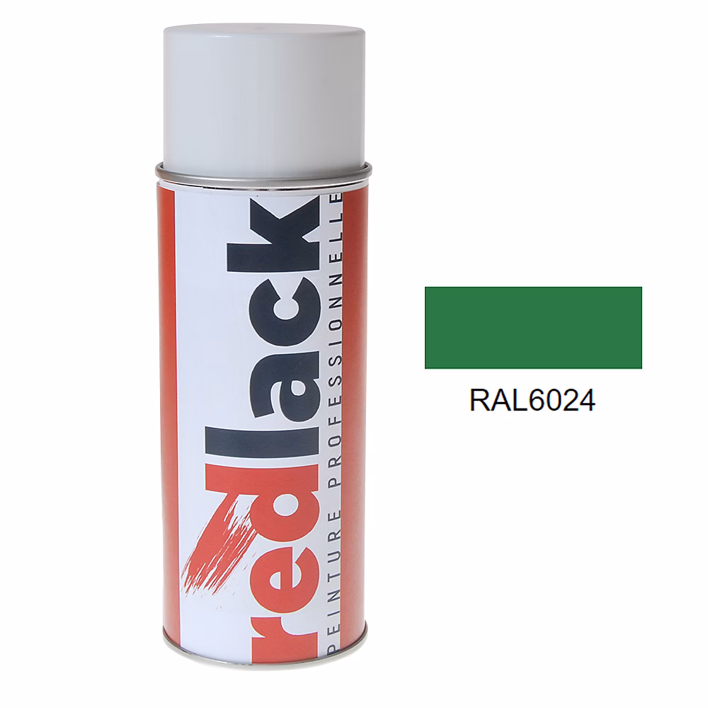 Bombe de peinture Aérosol – spray | 400ml | RAL 6024 Vert signalisation | Brillant | multisupport | Redlack | RAL6024