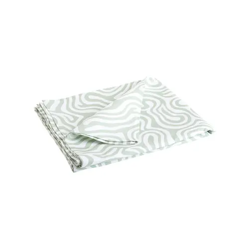 Nappe en coton enduit organique blanche et verte - 250 x 150 cm