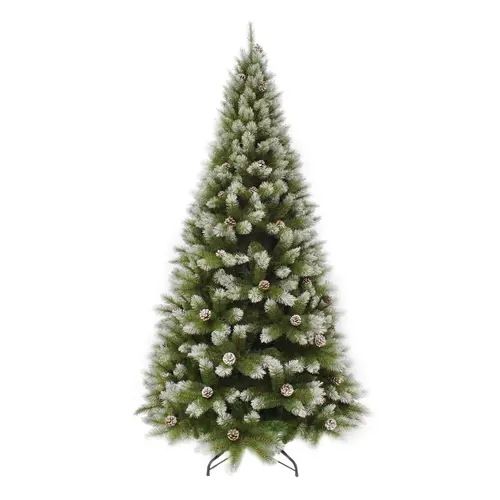 Sapin de Noël artificiel coloris vert givré avec pommes de pin Pittsburgh - 155 cm
