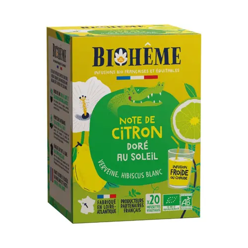 Infusion bio Biohême note de citron doré au soleil - 20 infusettes