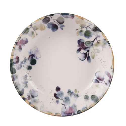Assiette à pâtes coloris blanc en grès Garden flora - Ø 22 cm