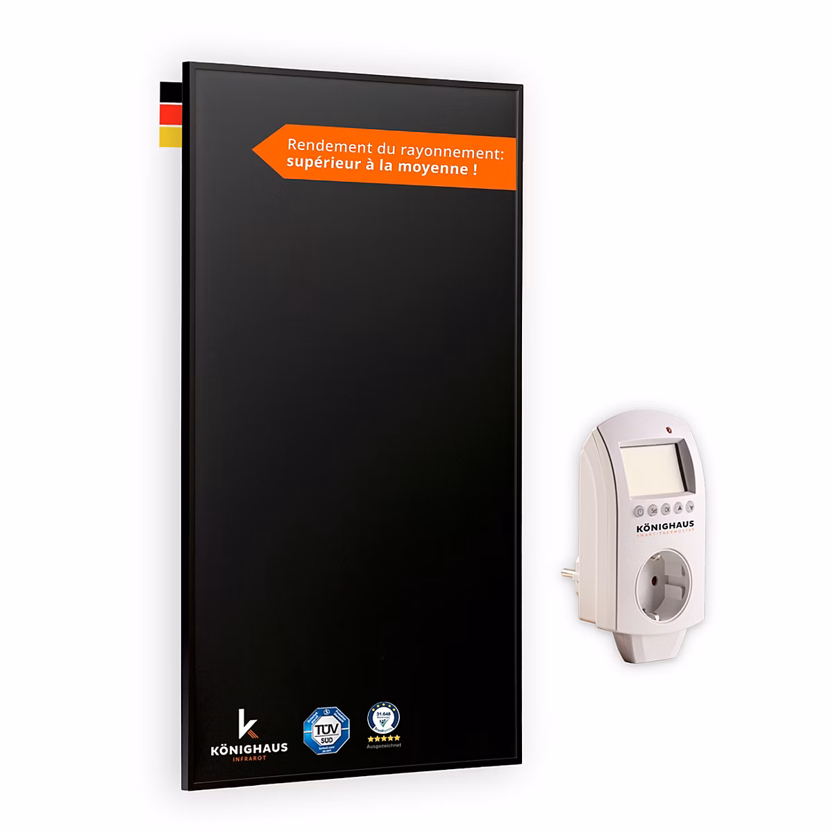 Chauffage infrarouge P-Serie 1000W avec SMART-thermostat – Black Edition