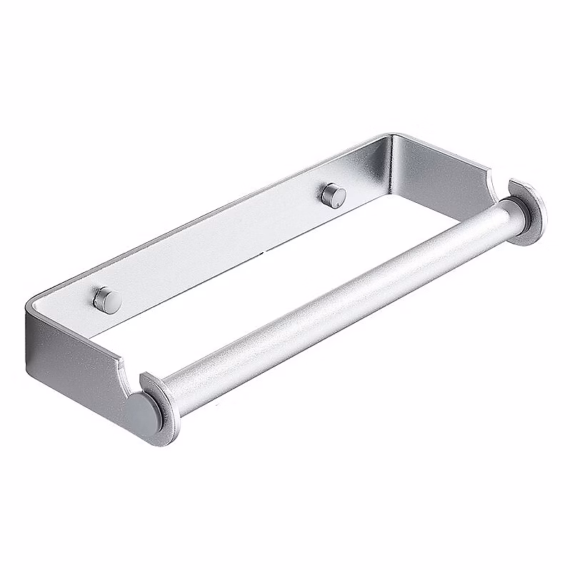 BASHLWUA 1 pc Porte-papier hygiénique 27 cm – porte-papier hygiénique autocollant (argent), porte-papier hygiénique en acier inoxyd