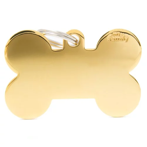 Médaille basic os XL pour chien en laiton doré