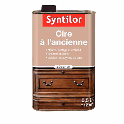 Relooking et peinture pour bois, meuble et objet – Cire à l'ancienne liquide naturel Syntilor 0.5 L