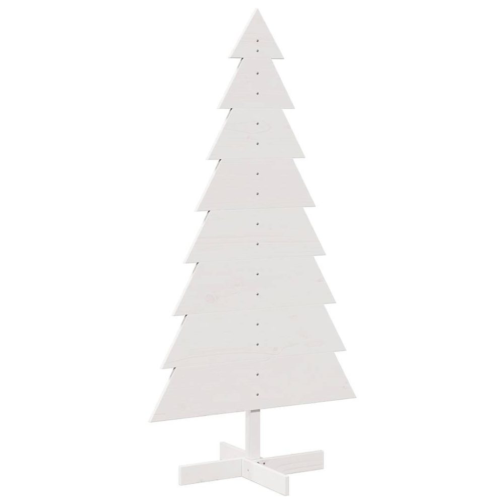Sapin de Noël – Arbre de Noël en bois pour décoration blanc 150 cm pin massif vidaXL
