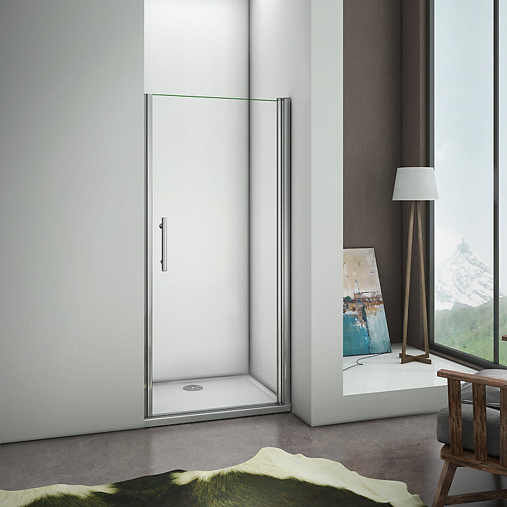 80 × 197cm Porte Pivotante Porte De Douche Paroi De Douche En Niche Verre Anticalcaire
