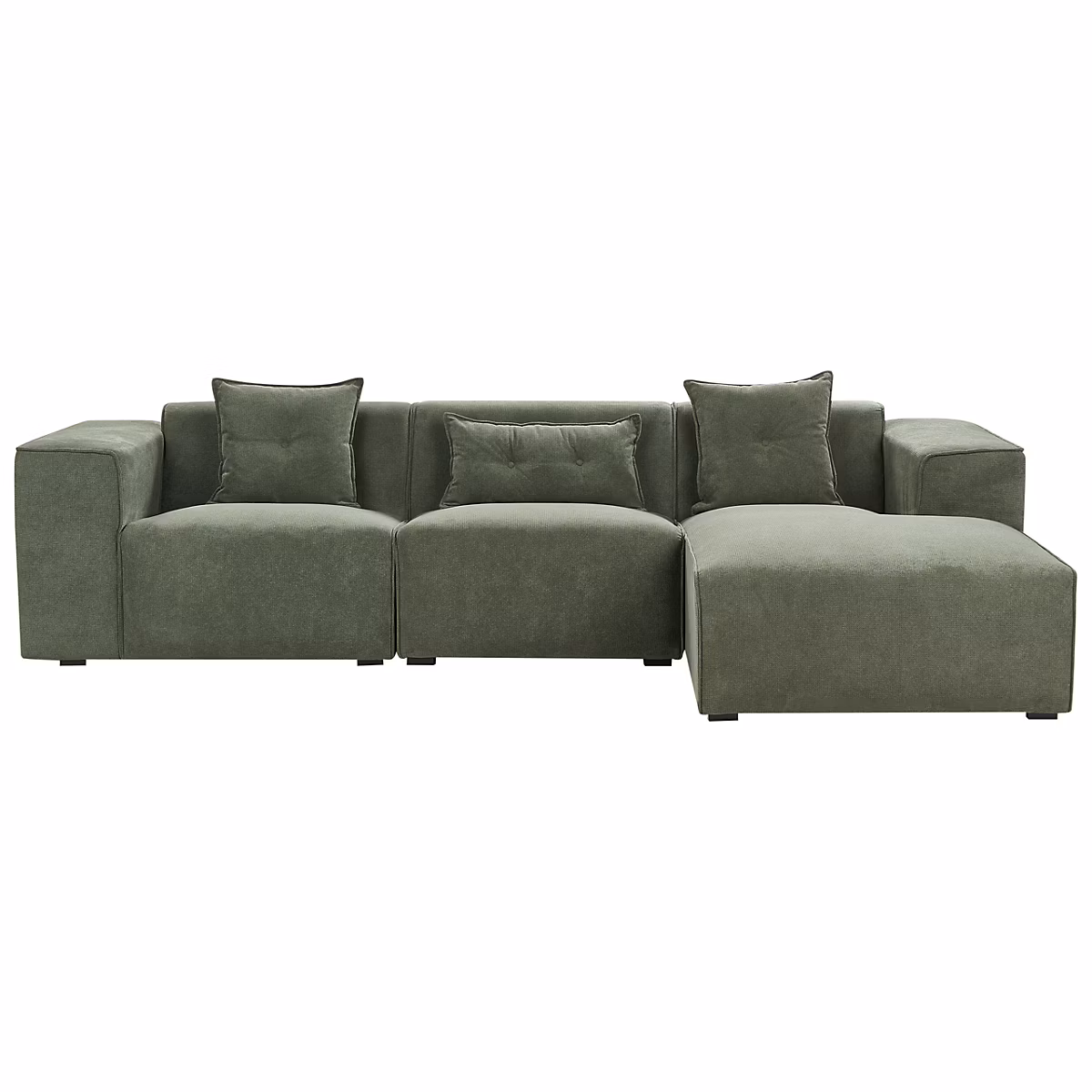 Canapé d'angle 3 places DOLVA Tissu chenille Vert foncé Côté gauche | Canapé