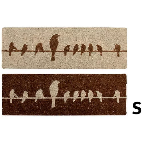 Tapis coco motif oiseaux sur câble marron 75x25 cm