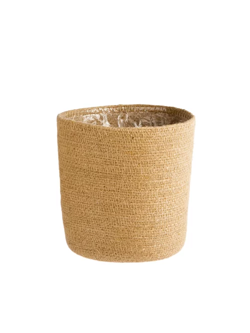 Cache-pot vannerie naturelle coloris beige en jute - 27 x 25,5 x 21 cm