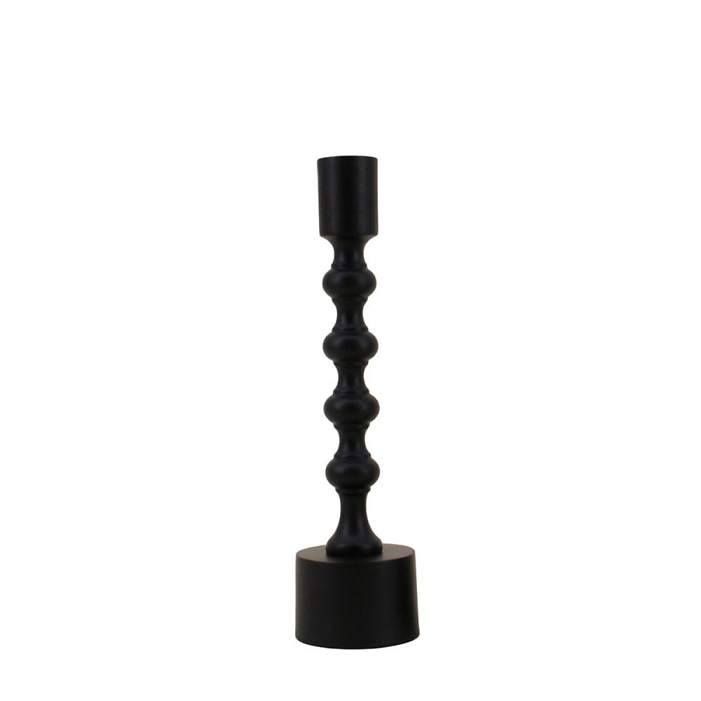 Bougeoir laqué noir mat 23cm – Adam