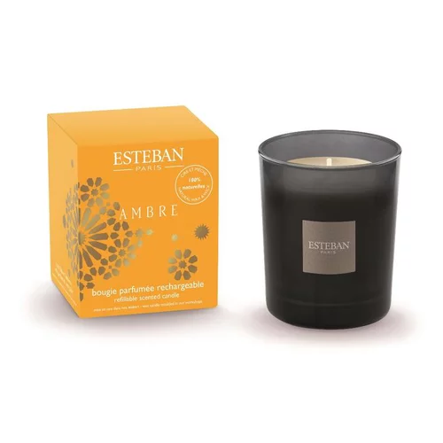 Bougie parfumée rechargeable Initiale Ambre Esteban - 180 g
