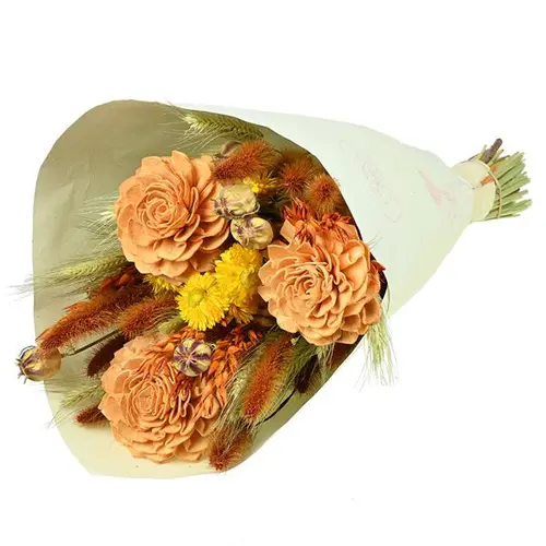 Bouquet de fleurs séchées Naturalys Bouquet Sola L orange - 50 cm