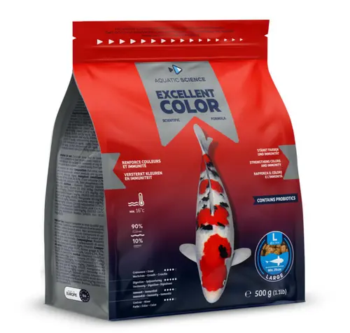 Nourriture complète premium pour koïs de minimum 25 cm de long Aquatic Science Excellent Color - Taille L sac de 5 kg
