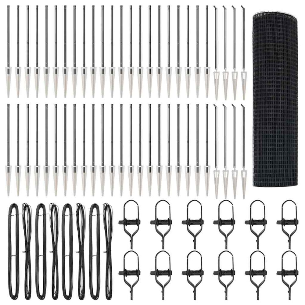 vidaXL Clôture en fil soudé avec pointes 100 x 0,6 m Gris Maille – Aménagement du jardin