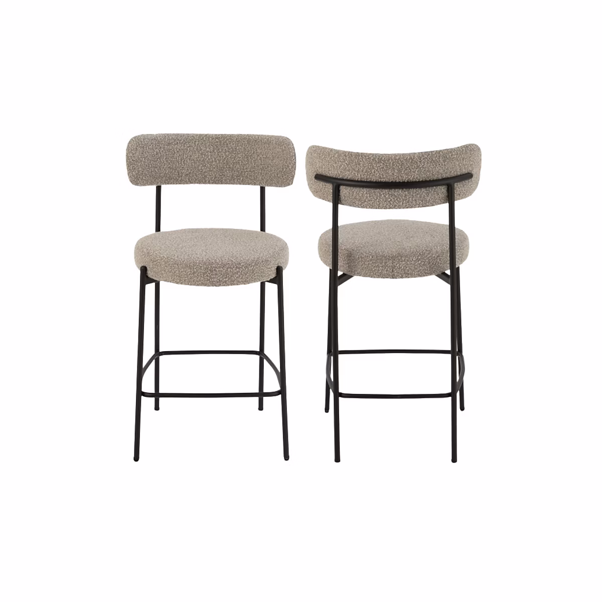 Chaises de bar en métal noir et bouclette (lot de 2) Gris – GERDA