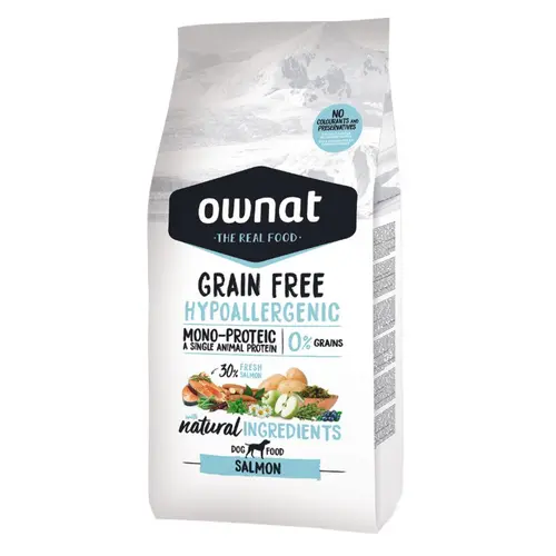 Croquette pour chien adulte au saumon sans céréales Ownat Hypoallergenic - 12 kg