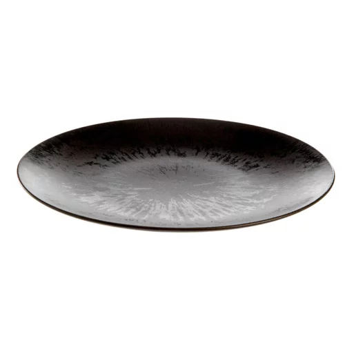 Assiette plate en grès réactif coloris noir Onyx – Ø 27 cm