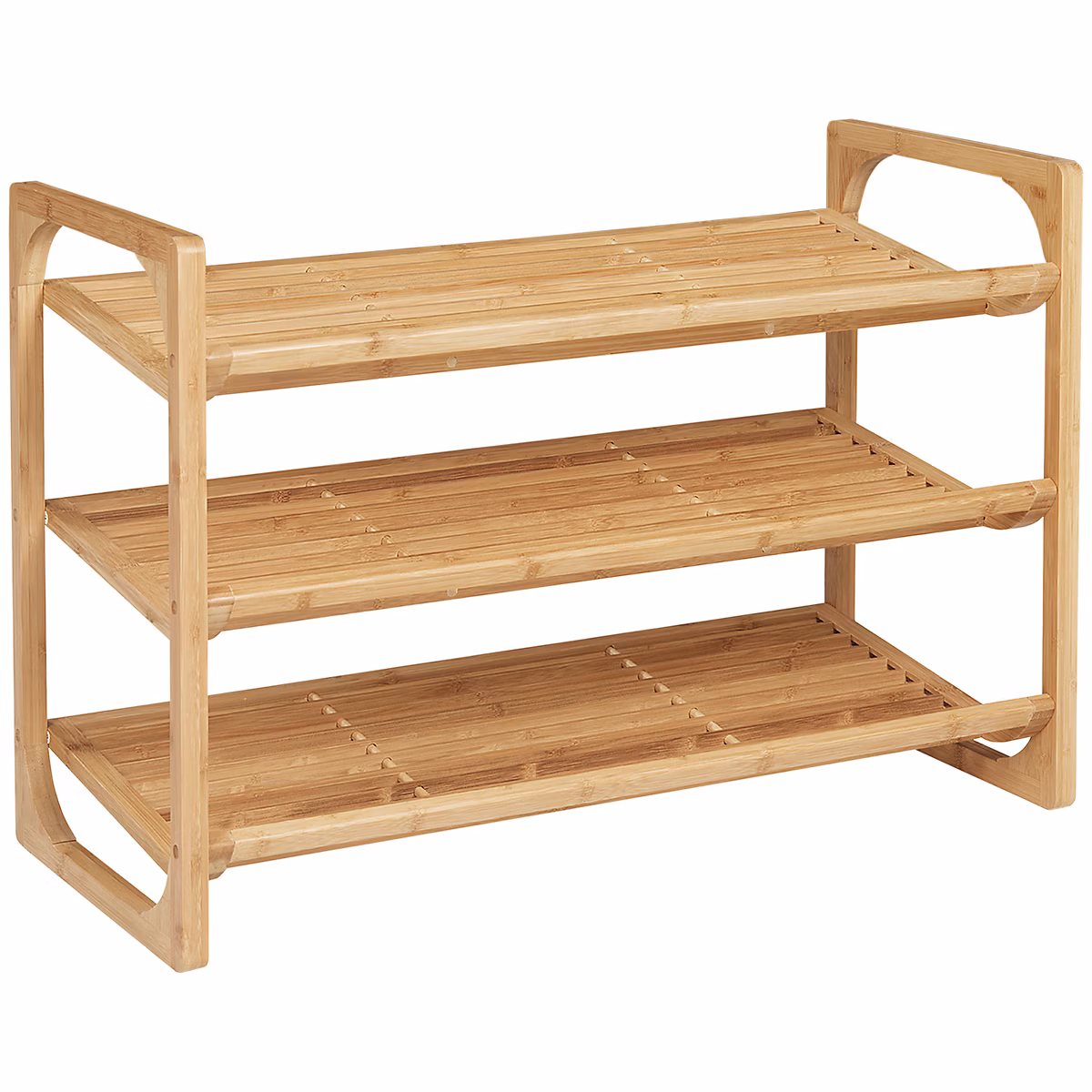 Rangement chaussures – Étagère à chaussures bambou 3 étagères style naturel dim. 76L x 33l x 51H cm