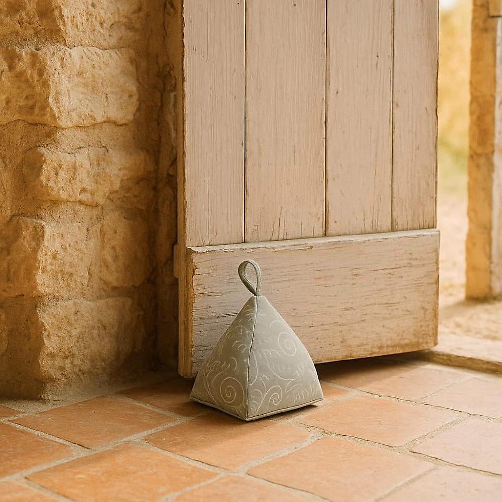 Objet décoratif – Cale porte en velours vert à motifs