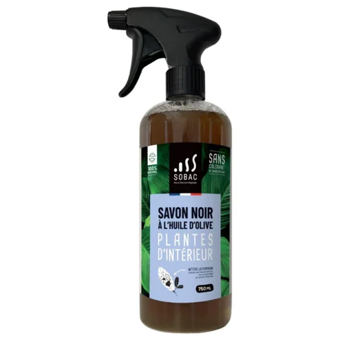 Savon noir à l'huile d'olive pour plantes d'intérieur Sobac - spray de 750 ml
