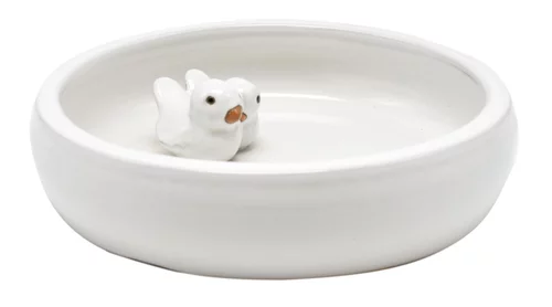 Baignoire pour oiseaux coloris blanc en céramique - Ø 30 cm