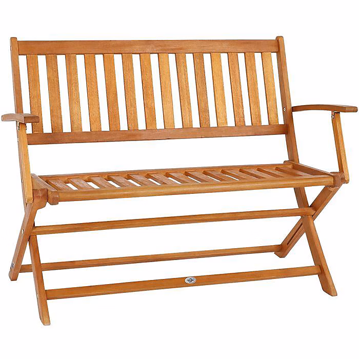 Salon et mobilier de jardin – Banc de Jardin Pliable 2 Places en Eucalyptus pour Terrasse et Balcon