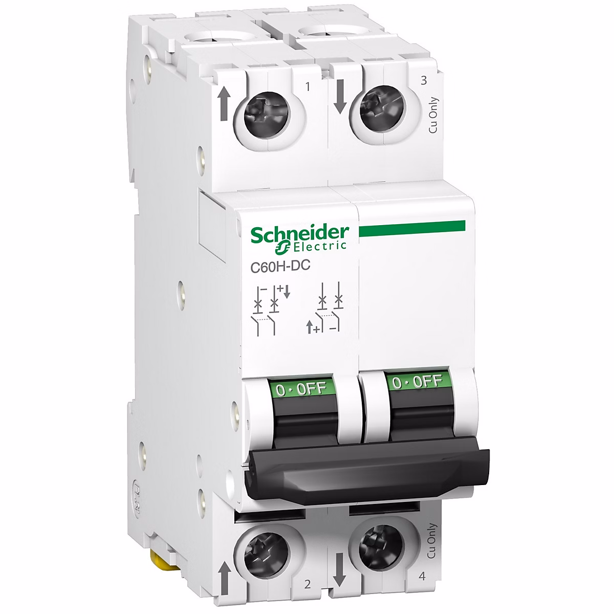 A9n61538 Disjoncteur Courant Continu Dc – 2p, 50a, Courbe C, à Vis, Schneider C60h, dc