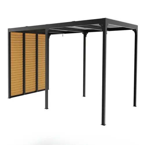 Pergola bioclimatique coloris gris en aluminium - 3,6 x 3 m