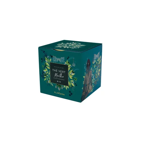 Thé vert à la menthe bio 24 sachets en boite cube métal