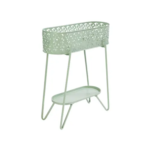 Porte-plante jardinière sur pied en métal vert - 59,5 x 25 x 70 cm