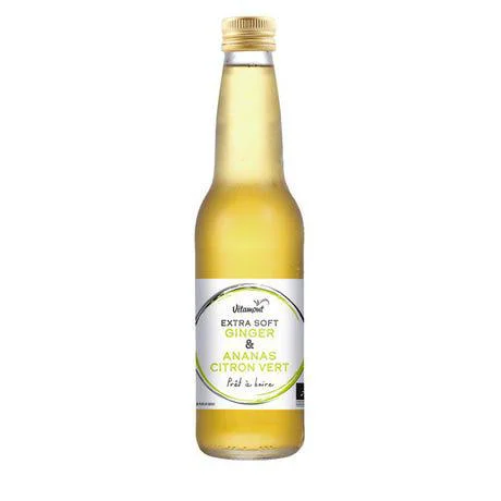 Boisson Extra Soft Ginger ananas citron vert Bio en bouteille de verre Vitamont - 33 cl