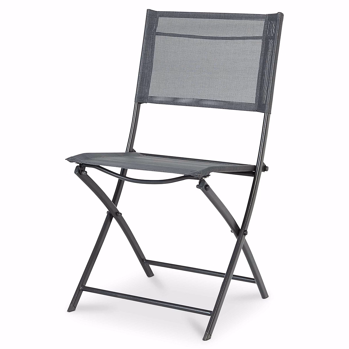 Chaise de jardin pliante GoodHome Saba en polyester et acier – Coloris gris, Hauteur 84, 5 cm