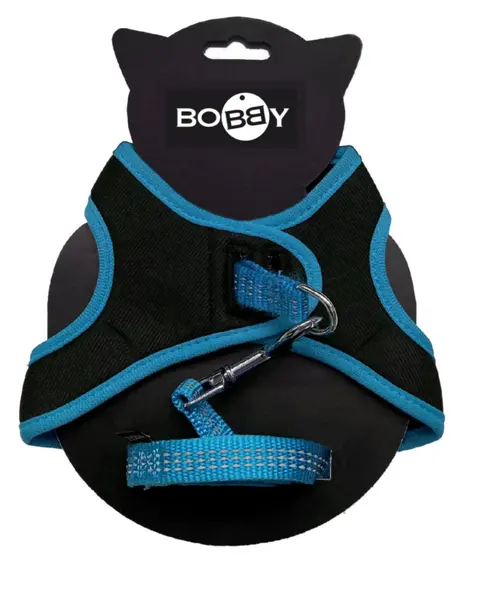 Ensemble sellerie pour chat coloris bleu pack harnais et laisse Bobby Safe - Taille XS
