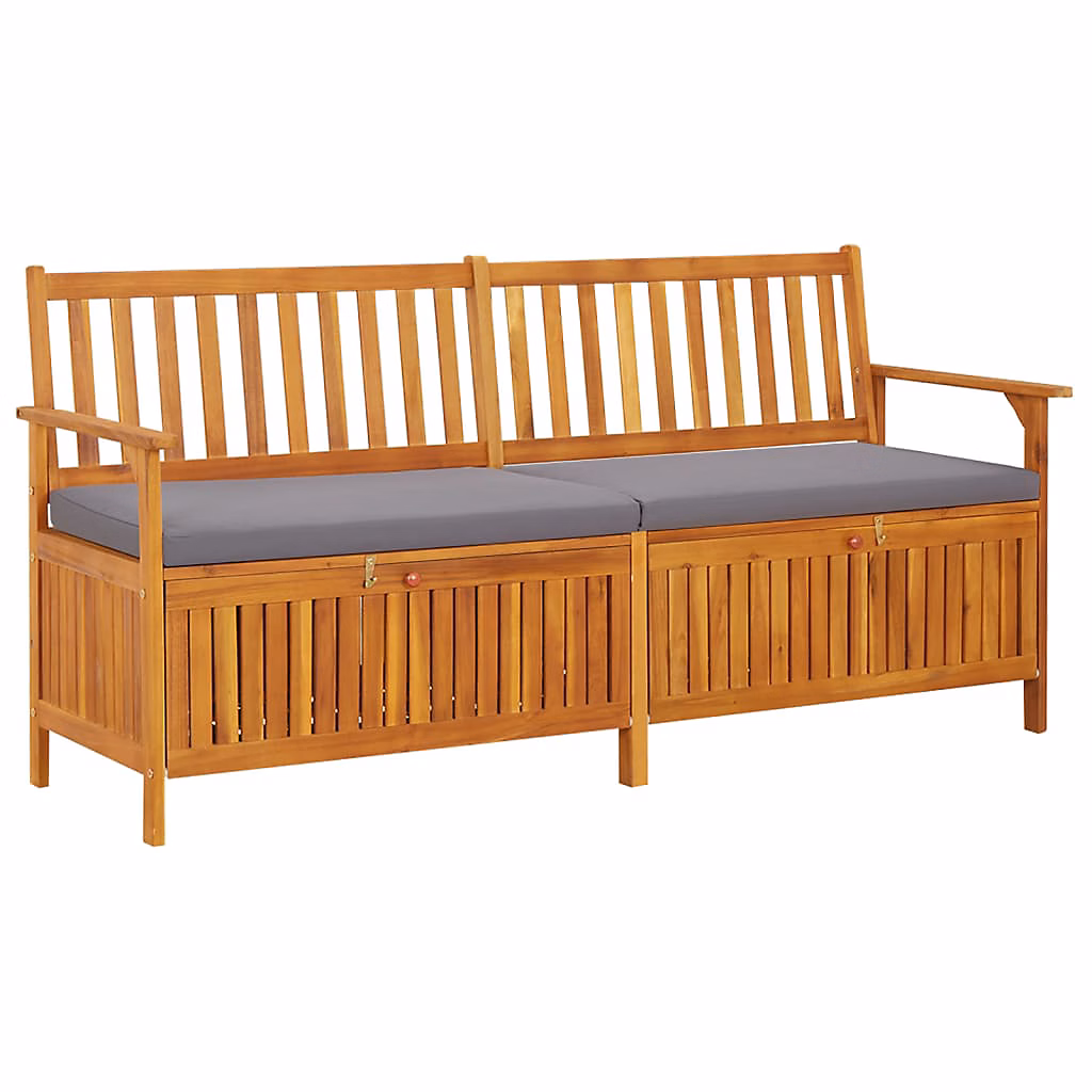 Salon et mobilier de jardin – Banc de rangement avec coussin 170 cm Bois d'acacia solide vidaXL