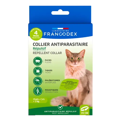 Collier insectifuge pour chat coloris blanc Francodex - Ø 35 cm