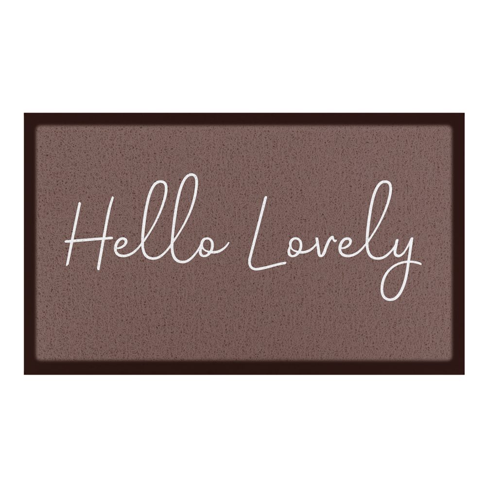 Paillasson Brun Chocolat Hello Lovely (70 x 40 cm) – 40 cm PVC