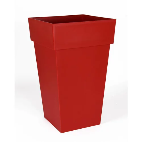 Pot Toscane carré haut rouge L.40 x l.39 x H.65 cm