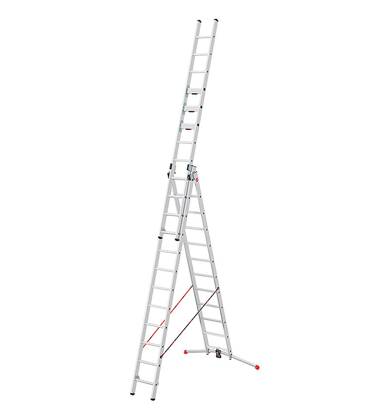 Echelle transformable 3 plans 3x12 échelons 8 – 1m/8, 8m en Aluminium Hailo S 120 Pro
