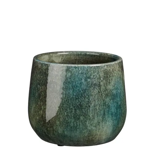 Pot rond coloris bleu en terre cuite Hugo Mica Decorations - 17 x Ø 19 cm