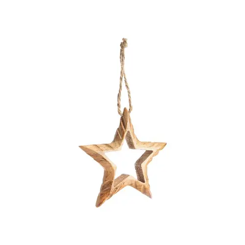 Décoration à suspendre étoile en bois naturel - Ø 10 cm